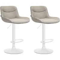 CLP 2er Set Barhocker Vonore Stoff weiß taupe
