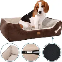 Ib style HAPPY BUDDY M Hundebett 85x70 cm Braun Körbchen für Hunde & Katzen Haustierbett mit Reißverschluss Anti-Rutsch Unterseite