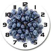 Tulup Wanduhr aus Glas 30fi Glasbild Glasuhr Gehärtetes Glas - schwarze-zeiger - blueberries