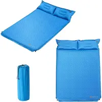 KOMFOTTEU 190 x 130 cm Isomatte Selbstaufblasend für Camping, aufblasbare Luftmatratze mit Kissen, Outdoor Schlafmatte 2 Person, wasserdichte air Mattress Wandern, Isomatte faltbar tragbar (Blau)