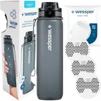 Wessper 1l Filterflasche für die Kinderschule + 3x Kohlefilter