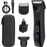 Lixada Koerperhaarschneider fuer Maenner, 3-in-1-Scham-/Nasenhaarschneider, Folienrasierer-Set mit LED-Licht, 7200 U/min, IPX6, wasserdicht, Nass- und Trockenhaarschneider