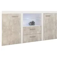 Masseno Kommode RITMO 156 cm Sideboard mit 2 Schubladen und 2 Türen für Wohnzimmer Schlafzimmer Modern 156x40x82 cm Weiß / Titanfarben