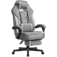 Songmics Gaming-Stuhl, ergonomischer Computerstuhl, Bürostuhl, mit Fußstütze, Kopfkissen, Lendenkissen