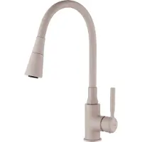 Invena BADLAND Küchenarmatur Wasserhahn POGO PLUS Küchenmischer mit flexiblen Auslauf für Küche in Beige