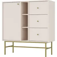Masseno Kommode TORINO 100 cm Sideboard mit 3 Schubladen und 1 Türen für Wohnzimmer Schlafzimmer Modern 100x41x108 cm Beige / Beige