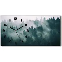 Tulup Wanduhr aus Glas – 60x30 cm - Glasbild - Glasuhr - Gehärtetes Glas - schwarze-zeiger - den Wald Nebel über