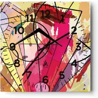 ARTTOR Wanduhr - Quadrat - Glasuhr - Abstraktion modern - 30x30cm - Schleichendes Uhrwerk - Lautlos - zum Aufhängen bereit - Dekoration Modern - Wanddekoration aus Glas - C4AC30x30-3603