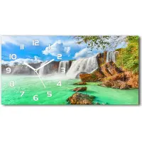 Tulup Wanduhr aus Glas – 60x30 cm - Glasbild - Glasuhr - Gehärtetes Glas - weisse-zeiger - Kaskade