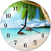 Tulup Glasuhr Wanduhr Küchenuhr Echt-Glas 30fi cm Insel blau