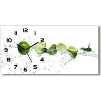 Tulup Wanduhr aus Glas – 60x30 cm - Glasbild - Glasuhr - Gehärtetes Glas - schwarze-zeiger - Limonka und Wasser
