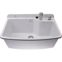 Adgo Großes Weißes Waschbecken Mit Wasserhahn Und Seifenspender