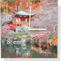 Wallario Design Wanduhr Japanischer Herbstzauber aus Aluverbund, Größe 30 x 30 cm