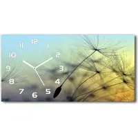 Tulup Wanduhr aus Glas – 60x30 cm - Glasbild - Glasuhr - Gehärtetes Glas - weisse-zeiger - Löwenzahn Samen
