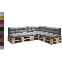 Sunnypillow Palettenkissen für Palettenmöbel - 7er Set - Palettenauflage 120 x 80 für Palettensofa - Palettenpolster für Garten, Gesteppte Kissen für Europaletten - Sitzkissen & Rückenkissen Anthrazit