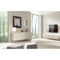 Meble Laski Möbelset Muti Kaschmir Matt | 2-teilig mit Kommode & TV-Lowboard | Design mit Riffel-Fronten & Push-to-Open