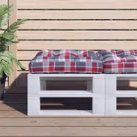 vidaXL "im Angebot" Palettenkissen Rot Karomuster Stoff - Gartenmöbelauflagen CC16583