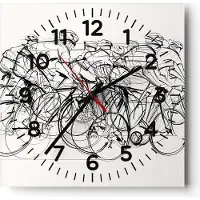 ARTTOR Wanduhr - Quadrat - Glasuhr - Fahrrad Rennen Rad - 30x30cm - Schleichendes Uhrwerk - Lautlos - zum Aufhängen bereit - Dekoration Modern - Wanddekoration aus Glas - C4AC30x30-4122