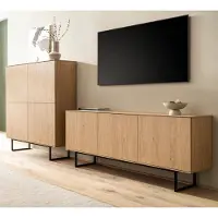 Furn.Design Wohnwand "Breda" in Stone Eiche Wohnkombination 2-teilig 280 cm, mit Push-to-Open