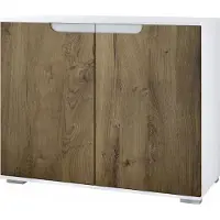 Vladon Kommode Sylt V3, Moderner Küchenschrank mit 2 großen Türen Weiß matt / Eiche Ribbeck (92,5 x 75.5 x 35)