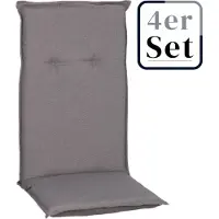 Green Spirit 4er Set Hochlehner Auflage Tanana, Motiv - Uni, grau, 118x46x8cm