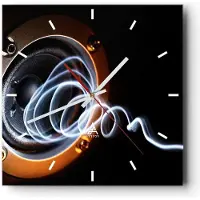 ARTTOR Wanduhr - Quadrat - Glasuhr - Dekorativ Unterhaltung Musik Sprecher - 40x40cm - Schleichendes Uhrwerk - Lautlos - zum Aufhängen bereit - Dekoration Modern - Wanddekoration aus Glas - C3AC40x40-2172