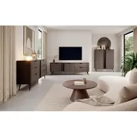 Meble Laski Wohnwand Set Veris 3-teilig | Highboard, Kommode & TV Lowboard in Eiche Dunin | Möbelset Wohnzimmer Modern
