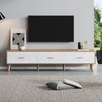 Sweiko TV Low Panel Vintage, TV-Schrank Holz TV-Tisch - Wohnzimmer Schlafzimmer, helles Holz, Vintage Grain weiße Türverkleidung, 150x35x39cm