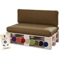 Sunnypillow Palettenkissen Outdoor, wasserdicht, UV-lichtecht - 2er Set - Palettenauflage für Palettensofa für Haus, Garten - Palettenpolster für Palettenmöbel - Rückenkissen & Sitzkissen Braun
