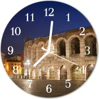 Tulup Glasuhr Wanduhr Küchenuhr Echt-Glas 30fi cm Nacht Licht mehrfarbig