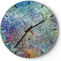 ARTTOR Wanduhr - Rund - Glasuhr - Abstraktion modern - 40x40cm - Schleichendes Uhrwerk - Lautlos - zum Aufhängen bereit - Dekoration Modern - Wanddekoration aus Glas - C3AR40x40-3668