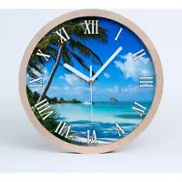 Tulup Holzuhr 20fi cm wanduhr - weiße Spitzen - tropischer Strand