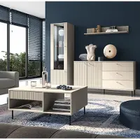 Lomadox Wohnwand in kaschmir matt SALOU-131 modern 4-teilig mit gerillter Optik inkl. Couchtisch