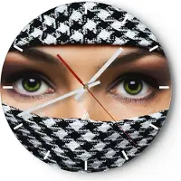 ARTTOR Wanduhr - Rund - Glasuhr - Schönheit Kultur Geheimnis - 40x40cm - Schleichendes Uhrwerk - Lautlos - zum Aufhängen bereit - Dekoration Modern - Wanddekoration aus Glas - C3AR40x40-2112