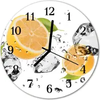Tulup Glasuhr Wanduhr Küchenuhr Echt-Glas 30fi cm Zitrone gelb