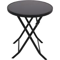Degamo Bistrotisch Klapptisch MILANO 60cm rund, Metall anthrazit + Glas schwarz