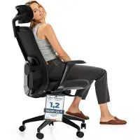 Desktronic Bürostuhl Ergonomisch SitOne, Verstellbarer, Schwarz, 4-Dimensional Armlehne, Integrierte 4-Wege-Lendenwirbelstütze