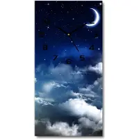 Tulup Wanduhr aus Glas – 30x60 cm - Glasbild - Glasuhr - Gehärtetes Glas -Sternenhimmel