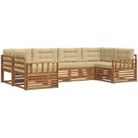 vidaXL Outdoor-Sofagarnitur 6 stk. Natur und Beige Massivholz Akazie