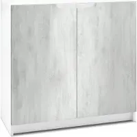 Vladon Sideboard Logan, Germany, Kommode mit 2 Türen, Weiß matt/Beton Oxid-Optik (82 x 78 x 37 cm)