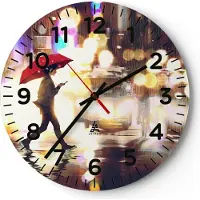ARTTOR Wanduhr - Rund - Glasuhr - Stadt Straße Nacht - 40x40cm - Schleichendes Uhrwerk - Lautlos - zum Aufhängen bereit - Dekoration Modern - Wanddekoration aus Glas - C4AR40x40-4016