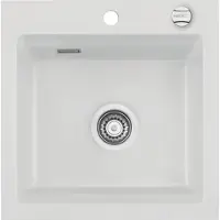 SYSTEMCERAM KeraDomo Spüle KARA 51 in SATIN mit Excenterbetätigung / ab Schrankbreite 50 cm / Einbauspüle