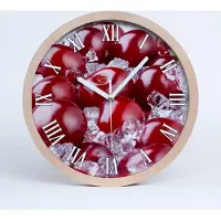 Tulup Holzuhr 20fi cm wanduhr - weiße Spitzen - gefrorene Kirsche