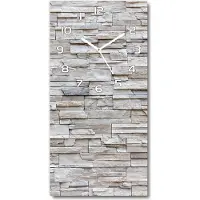 Tulup Wanduhr aus Glas – 30x60 cm - Glasbild - Glasuhr - Gehärtetes Glas -Eine Steinmauer