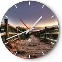 ARTTOR Wanduhr - Rund - Glasuhr - Pfad Landschaft Himmel - 40x40cm - Schleichendes Uhrwerk - Lautlos - zum Aufhängen bereit - Dekoration Modern - Wanddekoration aus Glas - C3AR40x40-0143