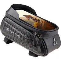 Evi Fahrradtasche Rahmentasche wasserdicht, Handyhalterung bis 6,9 Zoll, 2L Hardcase Oberrohrtasche mit Sonnenblende, BIKE Flow+ L, Schwarz