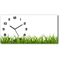 Tulup Wanduhr aus Glas – 60x30 cm - Glasbild - Glasuhr - Gehärtetes Glas - schwarze-zeiger - Gras
