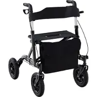 Goplus Rollator faltbar & höhenverstellbar mit 24cm Rädern, Gehhilfe bis zu 160kg, Gehwagen Laufhilfe Aluminium mit Griffe Sitz Tasche Stockhalter