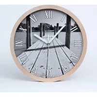 Tulup Holzuhr 25fi cm wanduhr - weiße Spitzen - Holzsteg