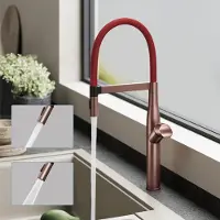 Doporro Wasserhahn Küche Hochdruck, Einhebel-Mischbatterie, Spültischarmatur 360°Schwenkbar Küchenarmatur aus Edelstahl Roségold Turnix-01